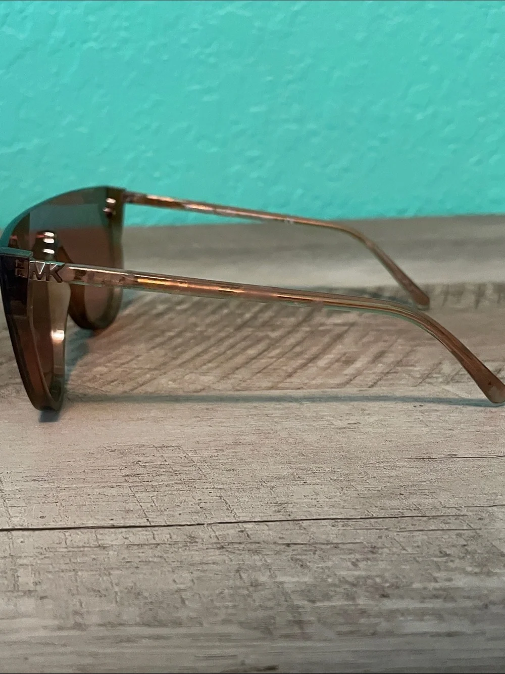 Michael Kors Unisex MK2151 Aspen Amber Rimless Shield Sunglasses